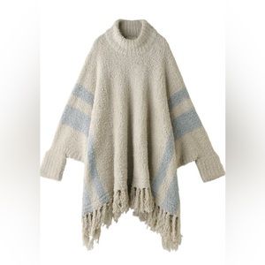 Barefoot Dreams Cozy Chic Beach Fringe Lounge Poncho One Size Plus